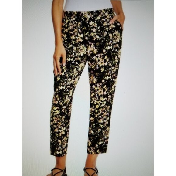 Jessica Simpson Women's Cameron Printed Pull-on Pants Black Bouquet Splash XL - Picture 1 of 11